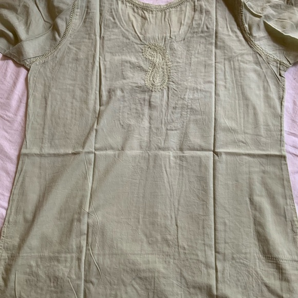 Tunic Kurta Woman’s Top Long Sleeve Hand Embroidered 100% Cotton Paisley Design - Picture 4 of 8